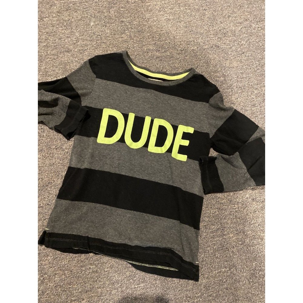 Peek Striped Long Sleeve Black/ Grey Dude Knit Shirt EUC 6-7